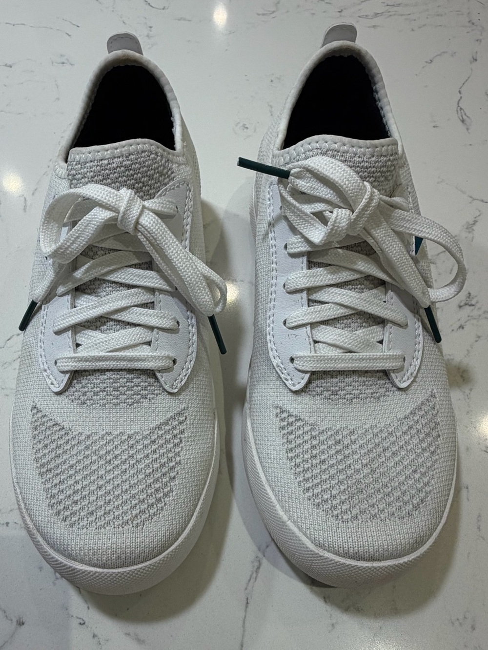Vessi White Low-Top Knit & Leather Sneakers with Black Accents